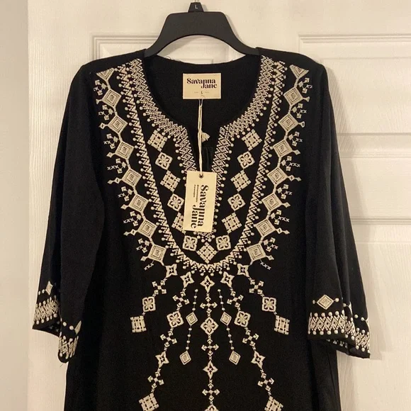 Savanna Jane Linen Black Dress size L brand new length 36” bust 38/40” - Picture 2 of 12